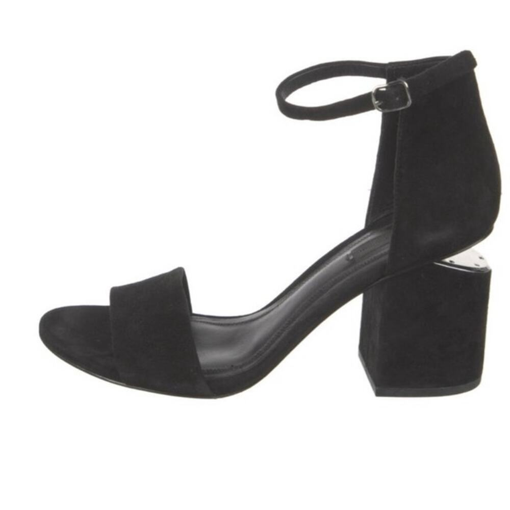 Alexander Wang Black Suede Ankle Strap Block Heel Sandals Women’s US 8 IT38